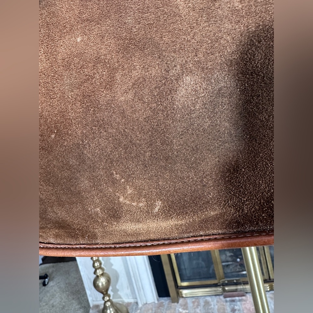 Polo Ralph Lauren Bellport Suede Leather Medium Tote Bag Brown Adjustable Strap - Picture 14 of 16